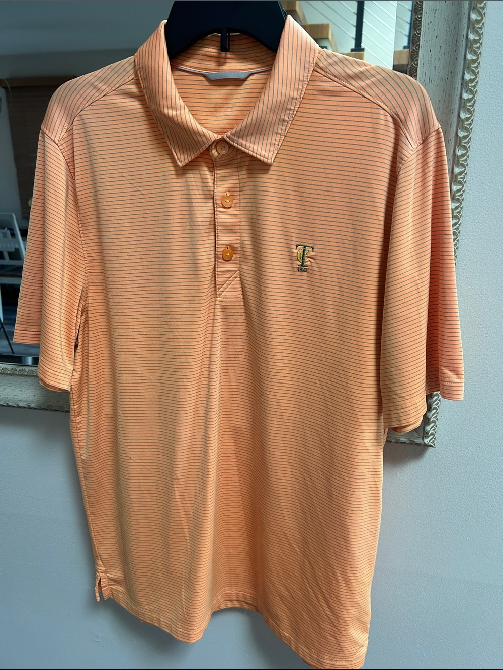 Men's Orange Striped Polo Shirt
